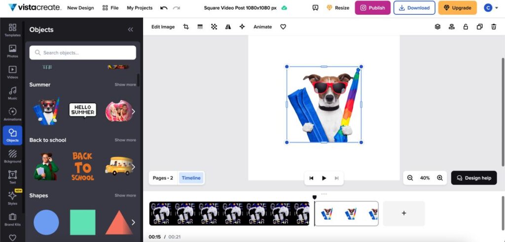 How to add objects, shapes, and elements in VistaCreate