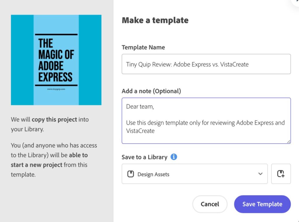 How to create a new template on Adobe Express