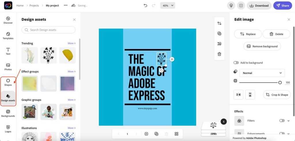 Adding Shapes and Elements in Adobe Express