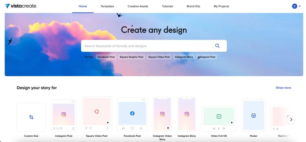 Ready to use templates on VistaCreate