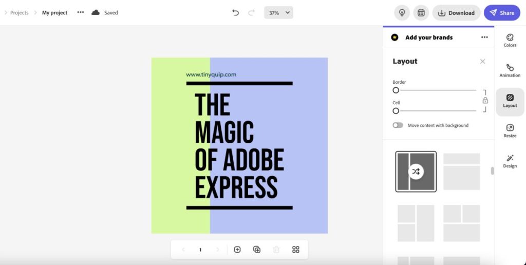 Background design options on Adobe Express
