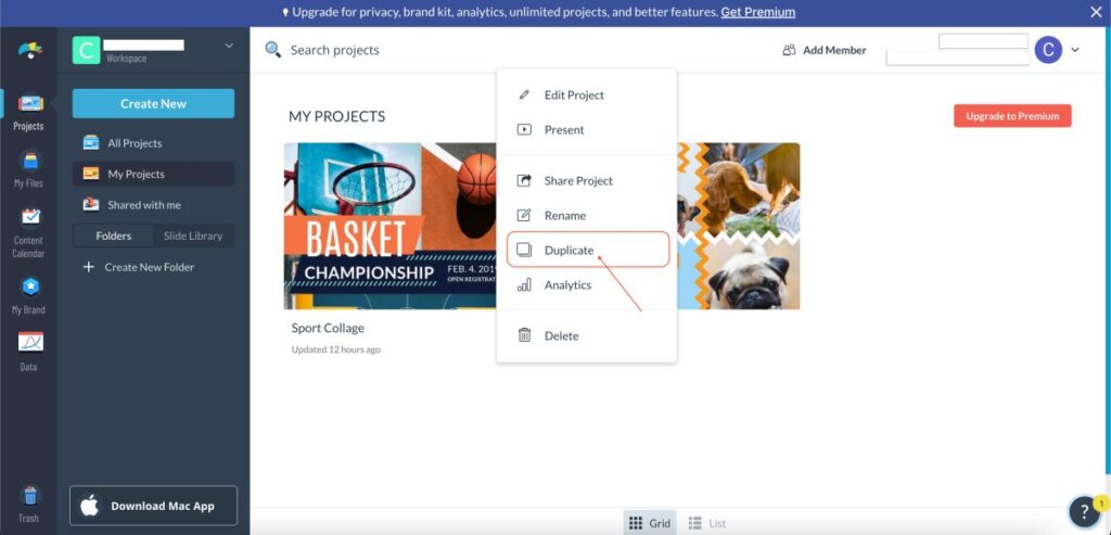 Creating and using templates on Visme design tool