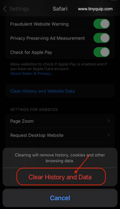 Clearing Safari Cache on iPhone