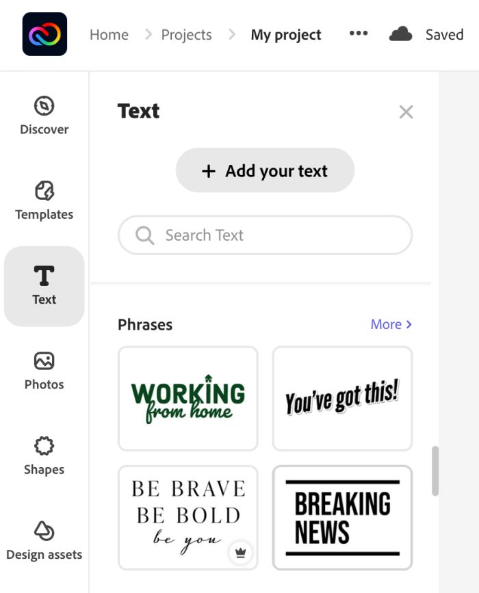 Add a text on Adobe Express Design Tool