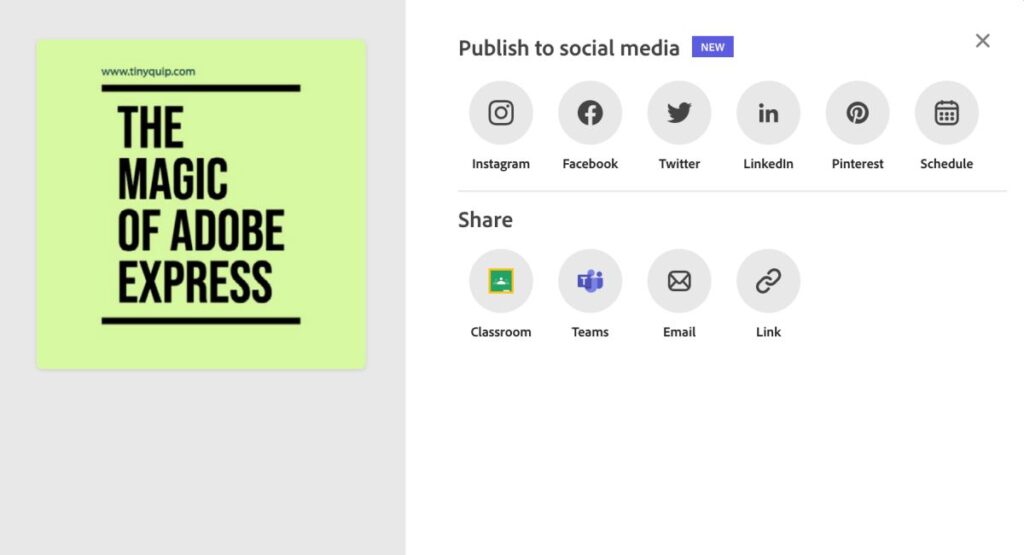 Share social media designs from Adobe Express
