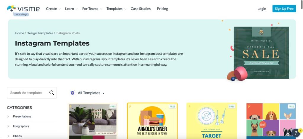 Visme social media designer tool