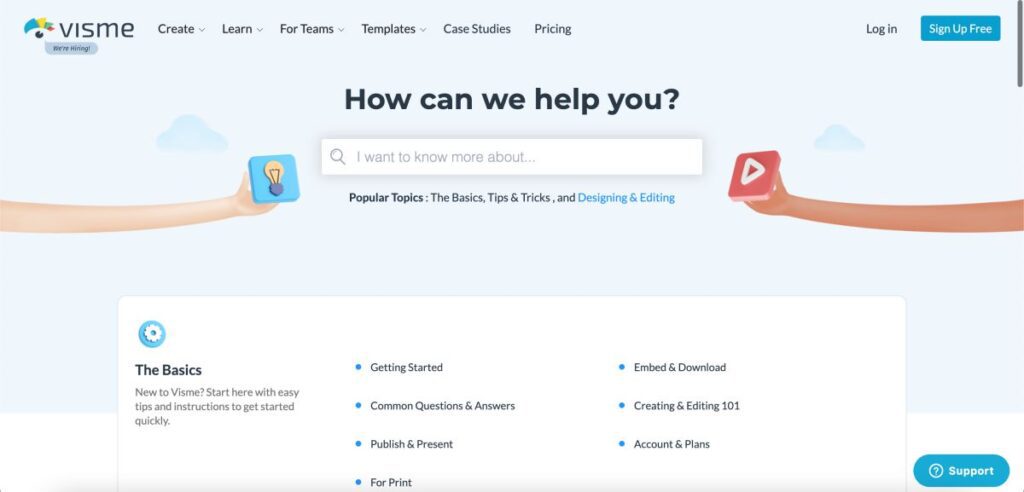 Visme help center and support