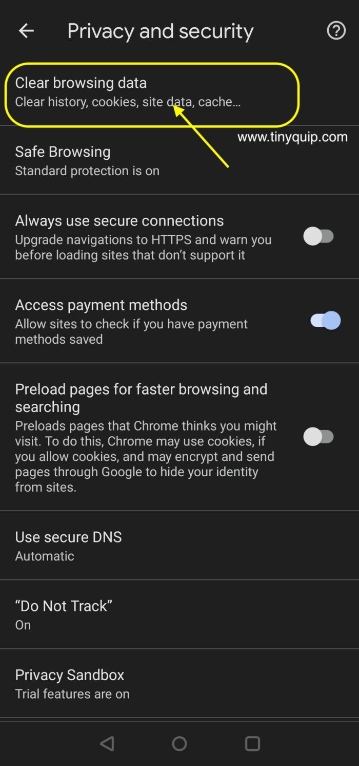 Delete Google Chrome Cache on Android