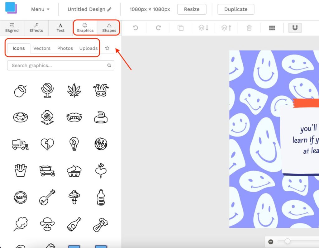 Elements and shapes to Snappa social media posts