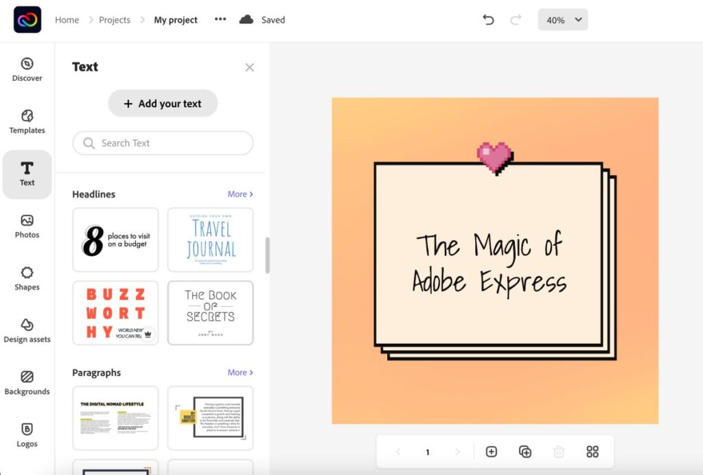 Adding text to your social media graphics on Adobe Express