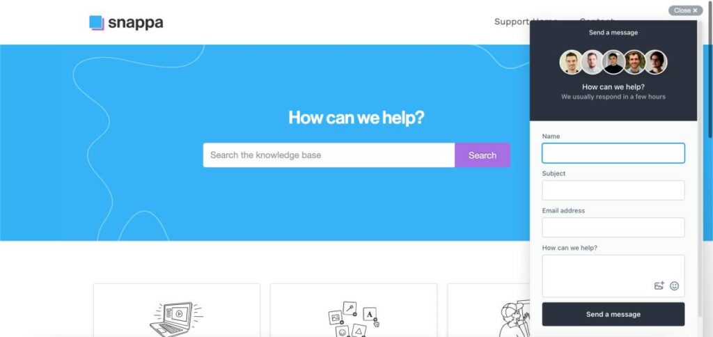 Support and video tutorials on Snappa