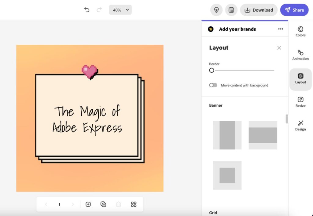 Adding background on Adobe Express