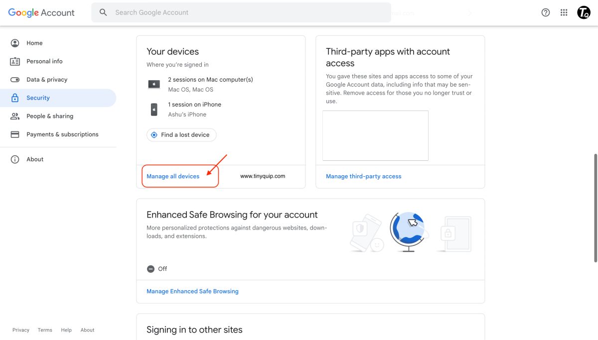 Manage Google Account on All Devices