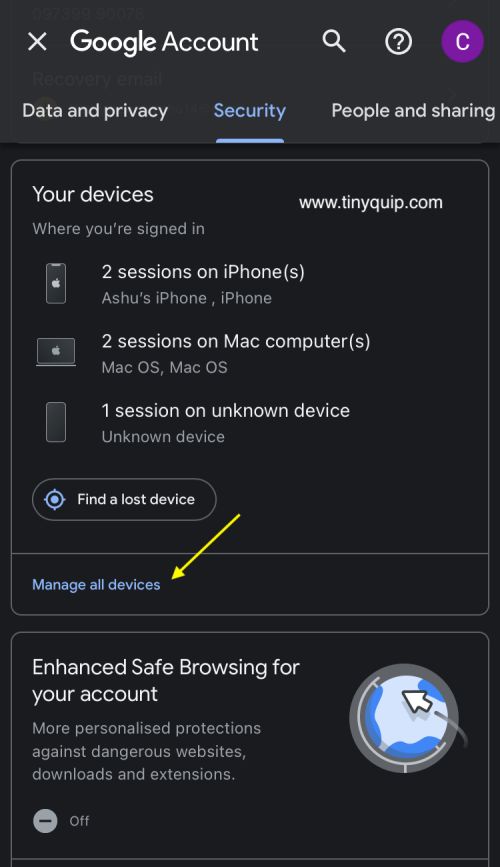 Remove Devices using your Google Account