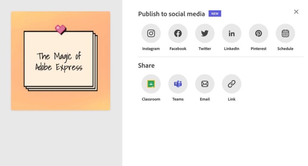 Share on social media using Adobe Express