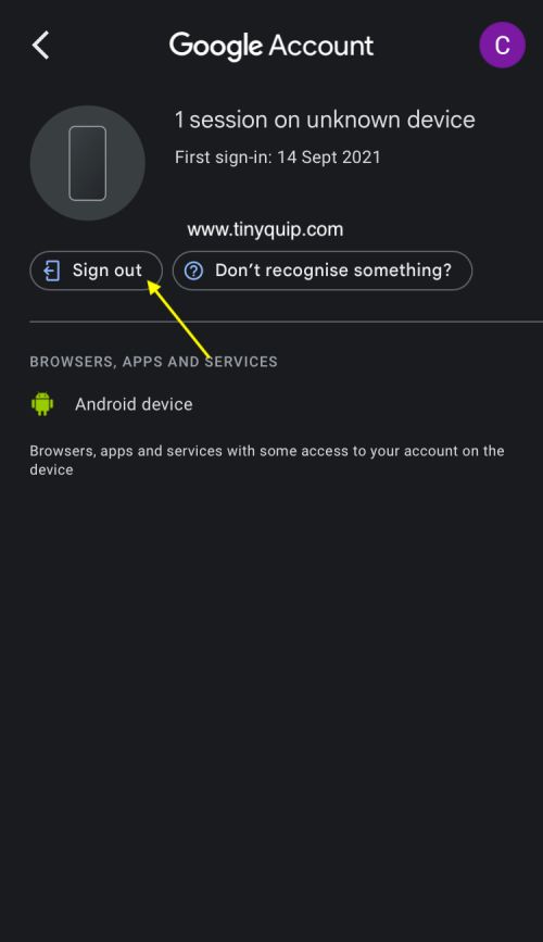 Sign out of Google Account for a Device
