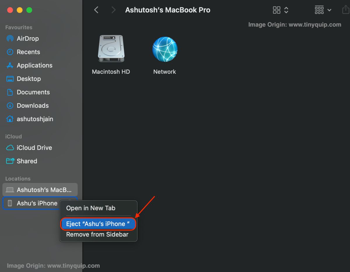 Disconnect iPhone from Mac