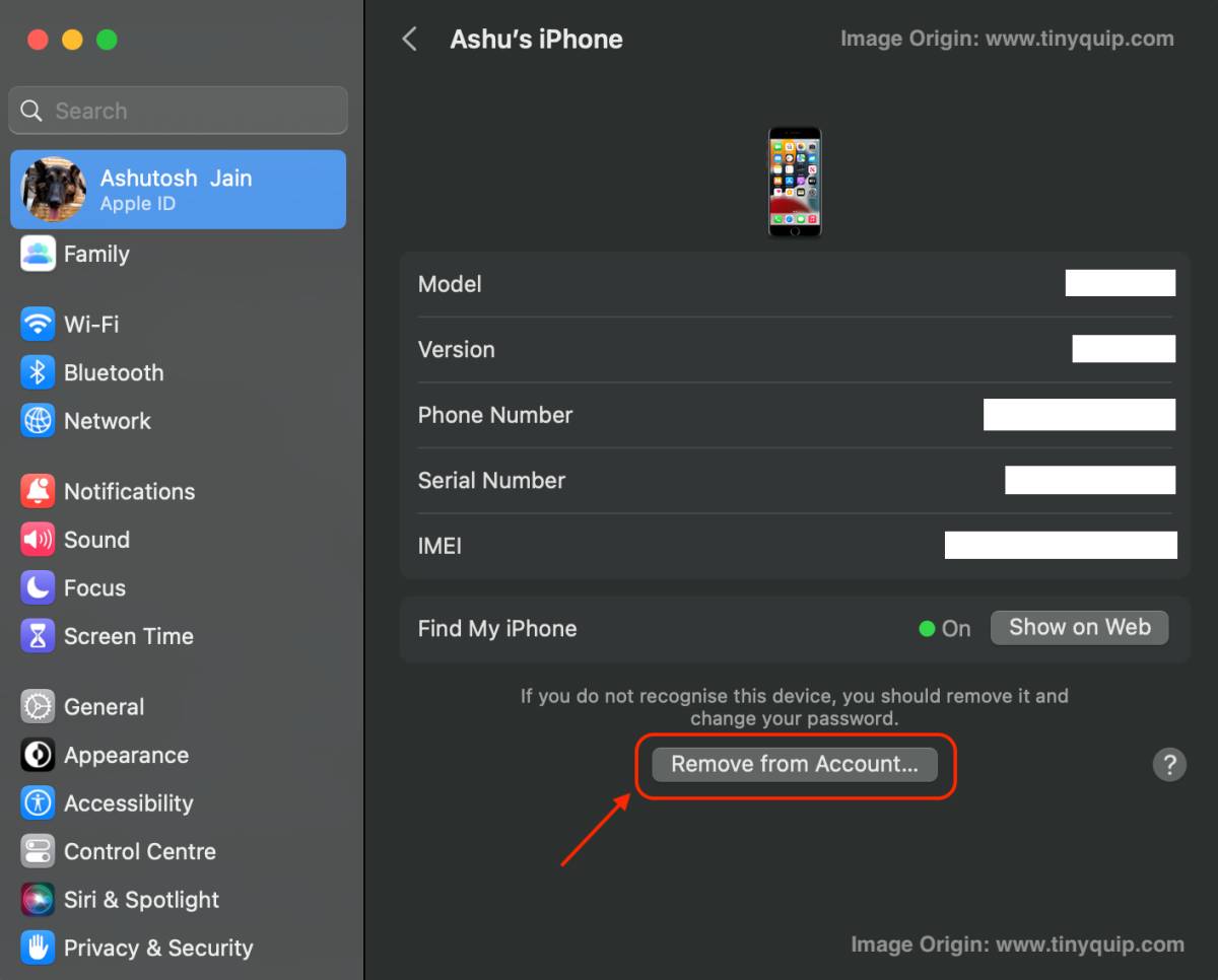 How to remove your iPhone device from the Apple ID account