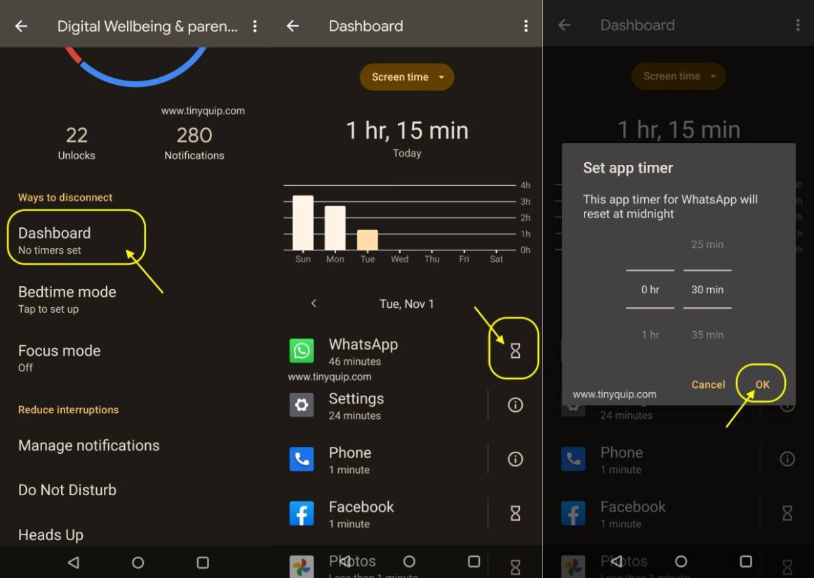how to set app screen time on android