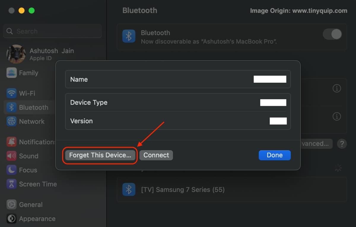 Disconnect iPhone Bluetooth and remove device from Mac