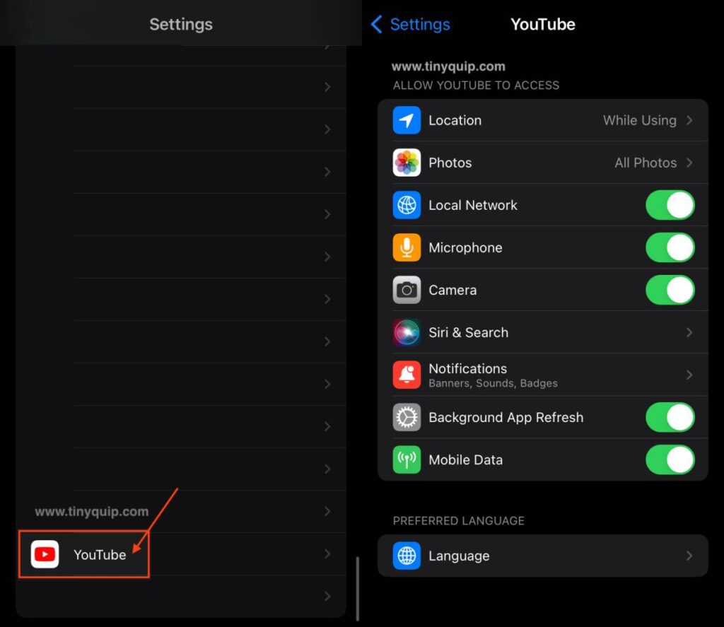 Set App Permissions for YouTube on iPhone and iPad