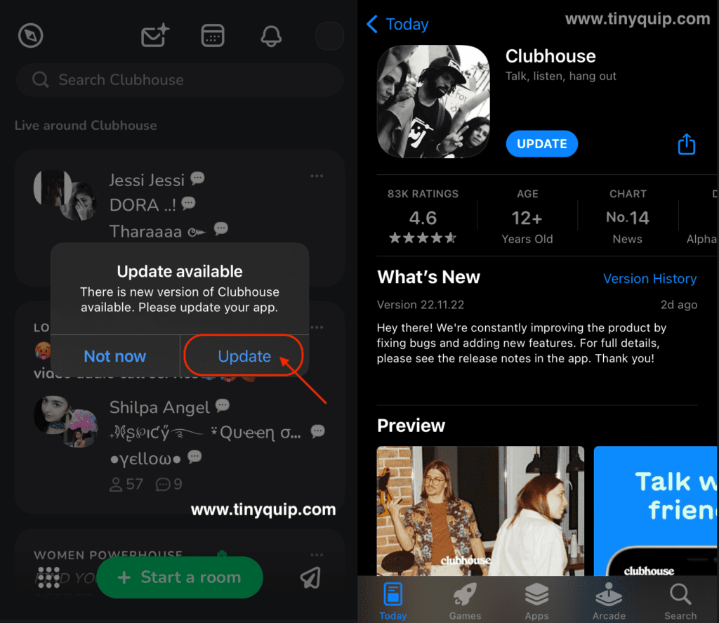 Update Clubhouse App