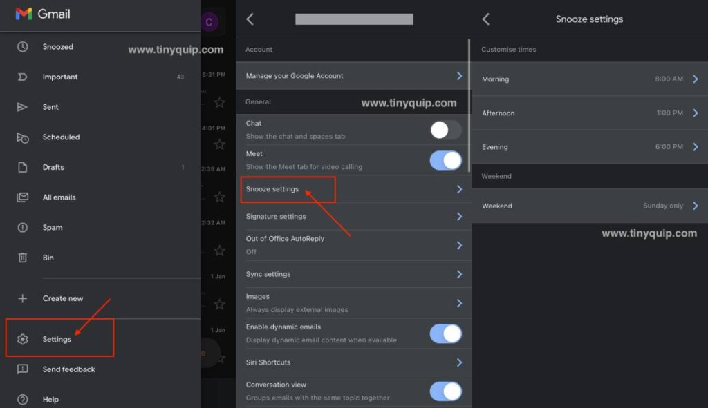 Change Gmail Snooze Settings