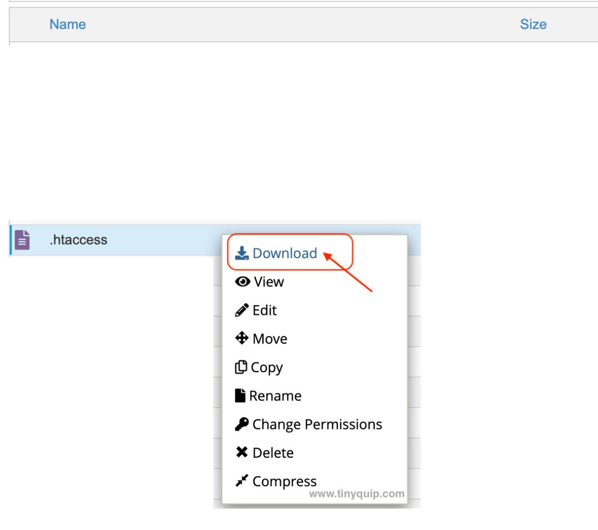 Download htaccess file from WordPress