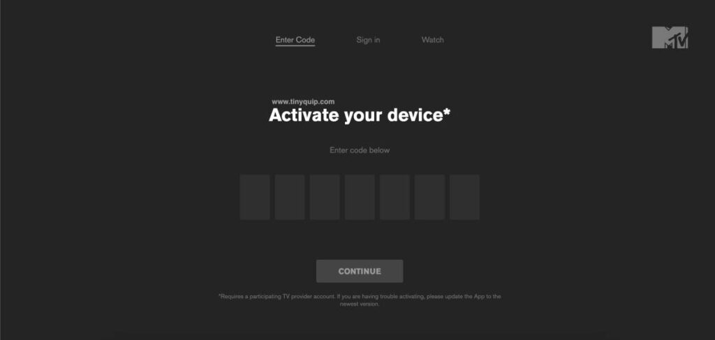 MTV Activation Code