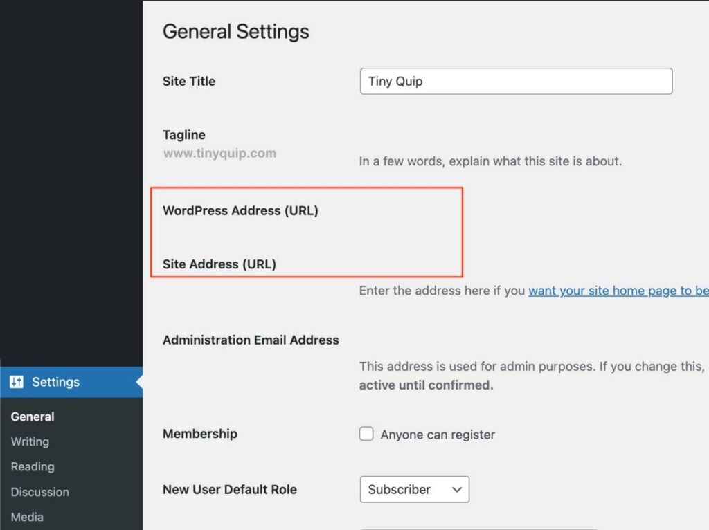 WordPress Website URL