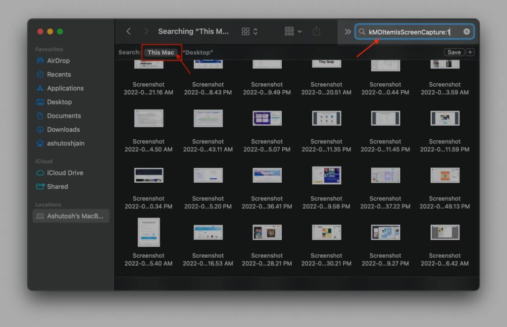 Find all the screenshots on Mac