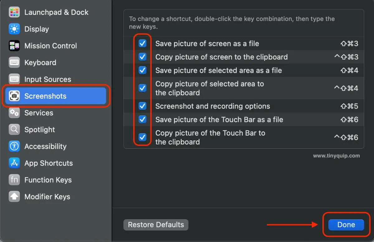 Enable Keyboard screenshot on Mac