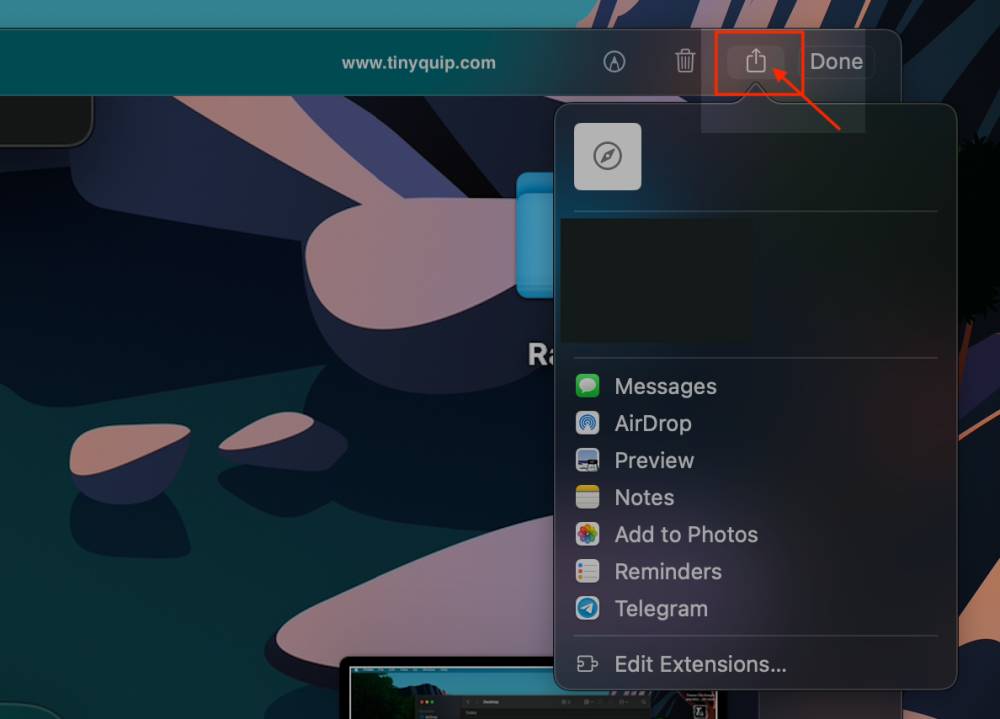 How to share screenshot without saving them on Mac