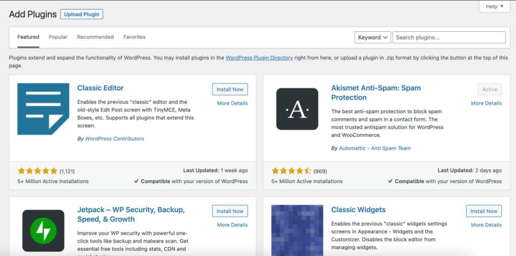 Add new plugins on WordPress