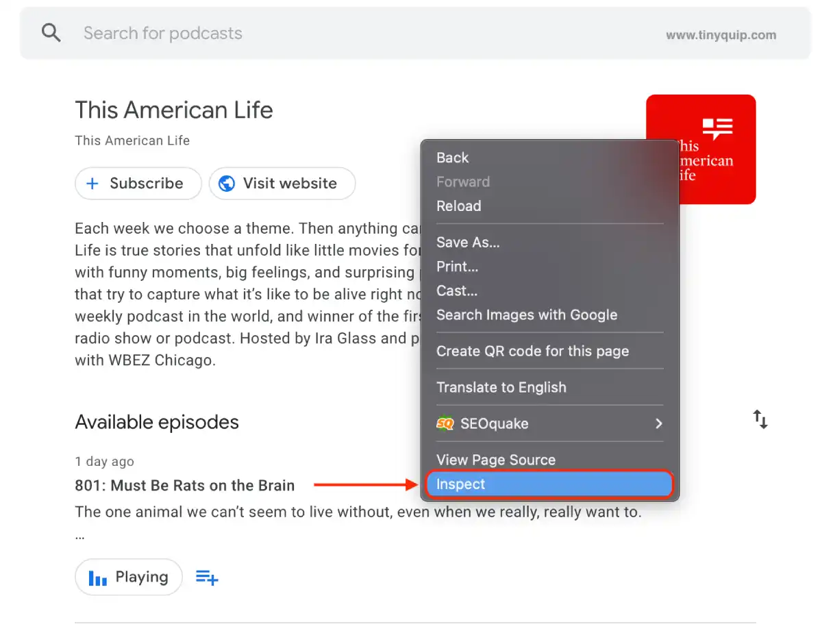 Download Podcast as MP3 using Google Podcasts Inspect Tool