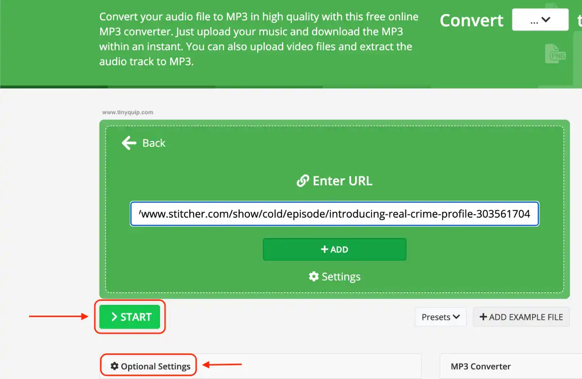 Download Podcast as MP3 using Online Converter Tool URL
