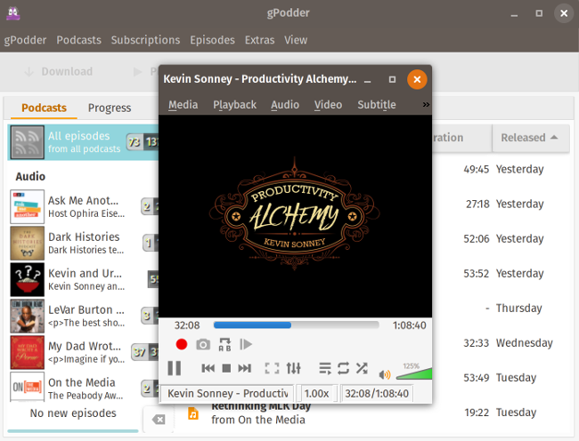 Podcast as MP3 Download using gPodder