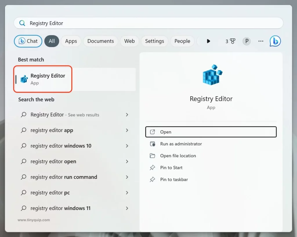 Registry Editor on Windows 11