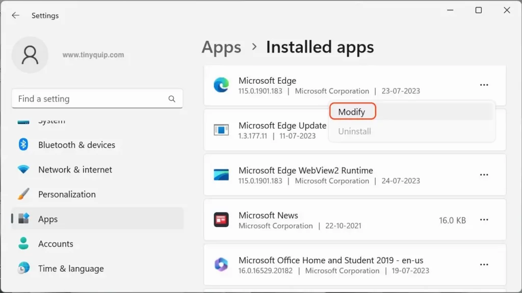 Modify Microsoft Edge Browser on Windows 10 and 11