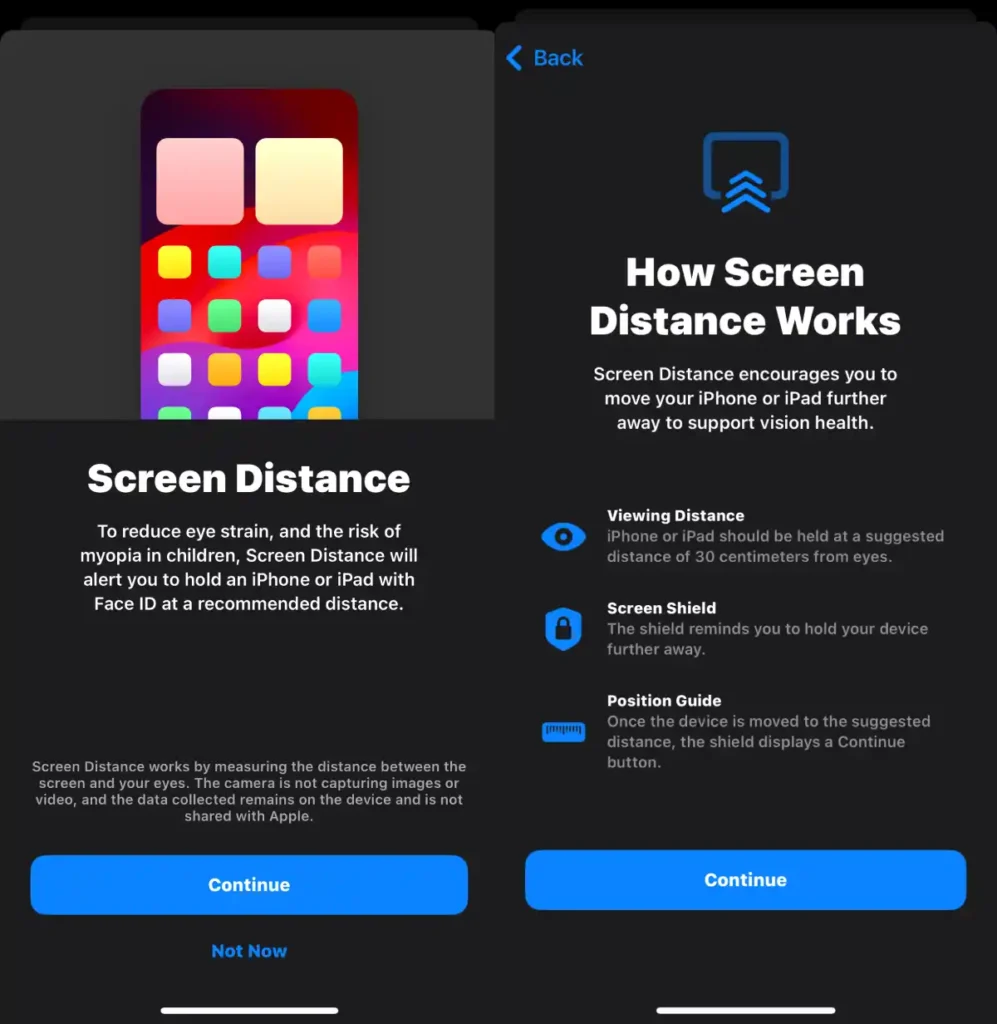 Screen Distance Feature on iPhone