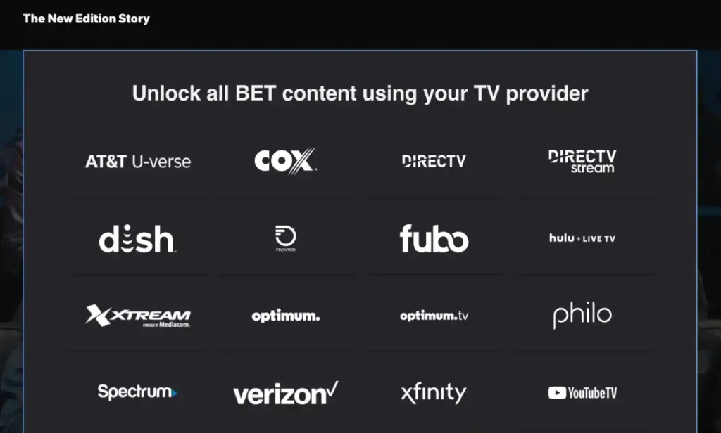 BET partner tv provider